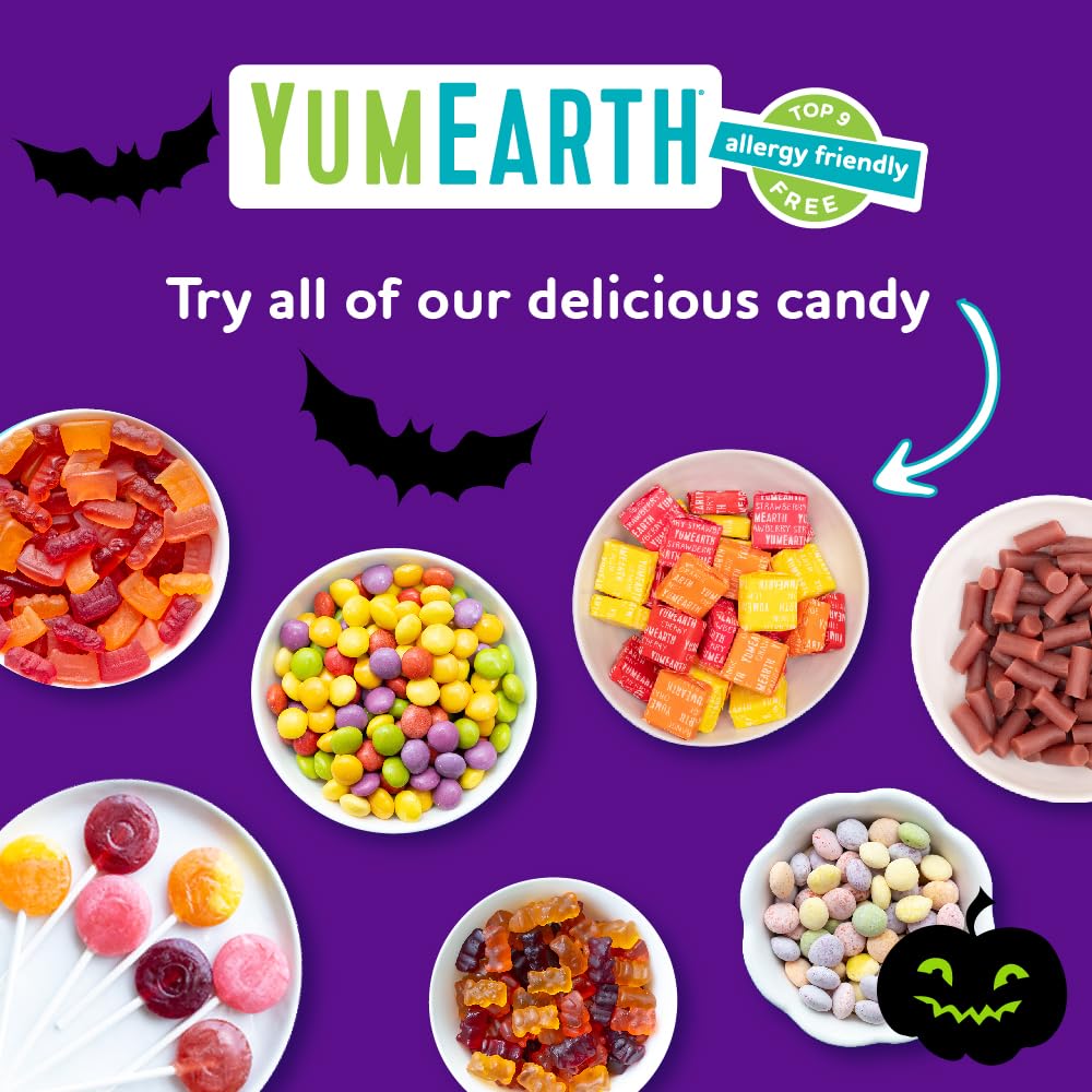 YumEarth Organic Halloween Lollipops - Worry Free Trick or Treat Handout for Allergy Prone Neighborhoods, Organic and Vegan, 8.7 oz