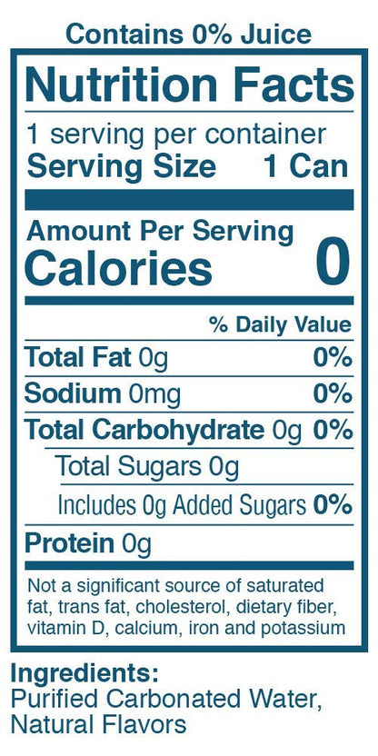 zero calories, zero sugar, zero sweeteners, zero sodium