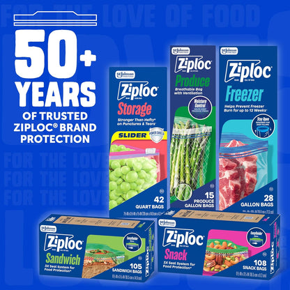 Ziploc Gallon Food Storage Bags – Reusable Zipper Sealing for Repeat Batch Cooking Routines