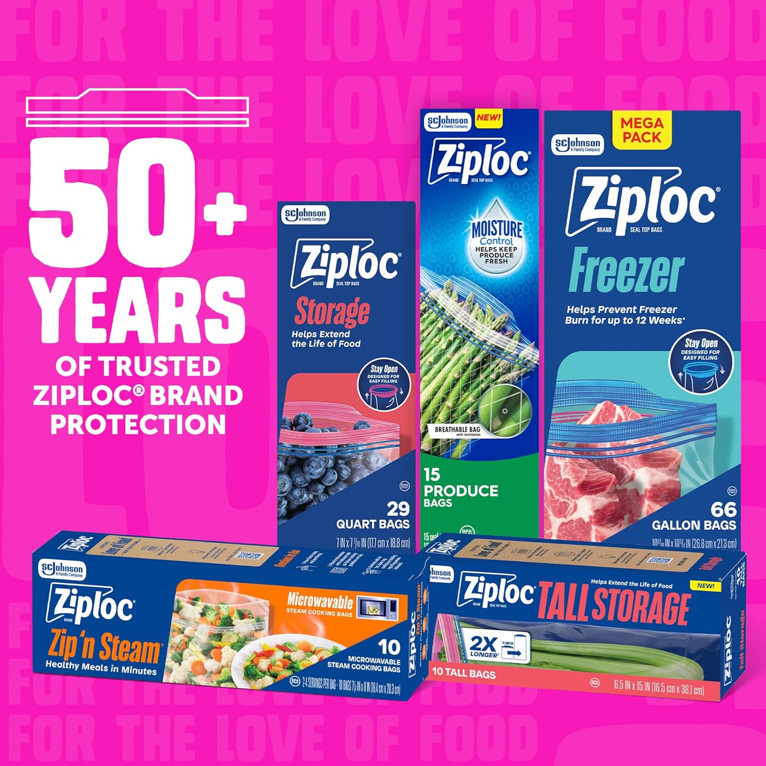 Ziploc Tall Food Storage Bags – Healthy Lifestyle Storage Bags for Carrots, Asparagus and Refrigerator Crisper Drawer